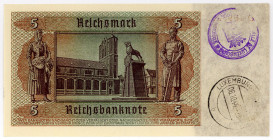 DEUTSCHES REICH BIS 1945, Ausgaben der Deutschen Reichsbank, 1924-1945, 5 Reichsmark 01.08.1942, mit luxemburgischen Gemeinde-/ Poststempel.
I
Ros.1...
