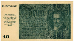 DEUTSCHES REICH BIS 1945, Notausgaben, Frühjahr 1945, Reichsbankstelle Graz, Linz und Salzburg, 10 Reichsmark 22.1.1929, Druck deutlich, Format: 148x7...