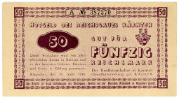 DEUTSCHES REICH BIS 1945, Notausgaben, Frühjahr 1945, Reichsgau Kärnten. 50 Reichsmark Notgeld 15.04.1945.
I
Ros.187; Grab.DEU-263
