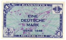 BUNDESREPUBLIK DEUTSCHLAND AB 1948, Noten der Bank Deutscher Länder, 1948-1949, 1 DM 1948, ohne KN und Serie.
I
Ros.232; Grab.WBZ-2