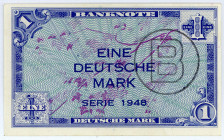 BUNDESREPUBLIK DEUTSCHLAND AB 1948, Noten der Bank Deutscher Länder, 1948-1949, 1 DM 1948, mit B-Stempel.
I
Ros.233a; Grab.WBZ-14a