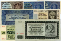 MILITÄRGELD UND BESATZUNGSAUSGABEN DES II. WELTKRIEGS, Protektorat Böhmen und Mähren, 1939-1944, Kleines Lot, darin: 2x 1 Koruna o.D. Behelfsnote (Ros...