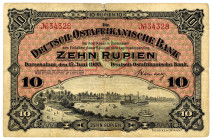 DEUTSCHE KOLONIEN, Deutsch-Ost-Afrika, 1905-1917, 10 Rupien 15.06.1905, Friedensausgabe.
IV
Ros.901; Grab.DOA-2