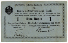 DEUTSCHE KOLONIEN, Deutsch-Ost-Afrika, 1905-1917, 1 Rupie 1.11.1915, Interims-Banknote. Serie A.
I-
Ros.914a; Grab.DOA-15a