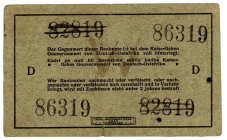 DEUTSCHE KOLONIEN, Deutsch-Ost-Afrika, 1905-1917, 5 Rupien 01.11.1915, Interims-Banknote, Kartonpapier hellgraugrün, Serie D, Vs.links hd-Uschr, ohne ...