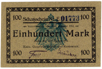 DEUTSCHE KOLONIEN, Kamerun, 1914, 100 Mark 12.08.1914, Adler im Udr. blau.
I
Ros.964b; Grab.KAM-3b