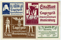 GEFANGENENLAGER, Oranienburg, Konzentrationslager. 5 Pfennig - 1 Mark o.D.(1933), 4 Scheine.
I-II
