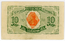 BRIEFMARKENNOTGELD, Köln, Carl Grave. 10 Pfennig 1920, Druck grün.
I-
Ti.3565.30