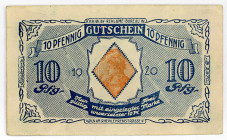 BRIEFMARKENNOTGELD, Köln, Kjölby Reklame. 10 Pfennig 1920.
I-
Ti.3565.60