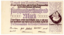 HAMBURG, Wandsbek, Kreisausschuss Stormann. 500.000 Mark 31.08.1923, gelocht: "Druckmuster", ohne KN.
II
HH 343d