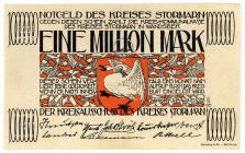 HAMBURG, Wandsbek, Kreisausschuß Stormann. 1 Millionen Mark 24.08.1923, gelocht: "Druckmuster", ohne KN.
II
HH 343c