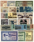 HESSEN, Wetzlar, Stadt. Lot mit 15 Scheinen, darin: 5, 10, 20 Mark 01.11.1918; 10 Millionen, 1 Milliarde 18.09.1923; 10 Milliarde, 50 Milliarde, 100 M...