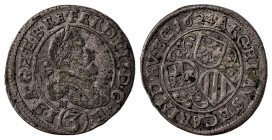 Holy Roman Empire. Ferdinand II, 1619-1637. 3 Kreuzer, 1624, Saint Veit mint, 1.85g (KM499).

Old cabinet grey-silver patina and attractive details. V...