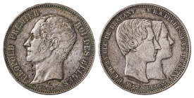 Belgium. Leopold I, 1831-1865. 5 Francs, 1853, Royal Wedding, Medallic issue, Brussels mint, Hyphen between dates variety (KM X2.1).

Very attractive ...