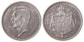 Belgium. Albert I, 1909-1934. 20 Francs, 1932, position B variety, 19.64g (KM102). 

Attractive details, with underlying lustre and some minor bagmark...