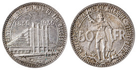 Belgium. Leopold III, 1934-1950. 50 Francs, 1935, Brussels mint, position B and coin alignment variety, 22.00g (KM106.1). 

Bright silver patina with ...