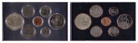 Canada. Elizabeth II, 1952-2022. Specimen original set 1980 comprising 7 coins: 1 silver dollar Arctic Territories, 1 dollar, 50 cents, 25 cents, 10 c...