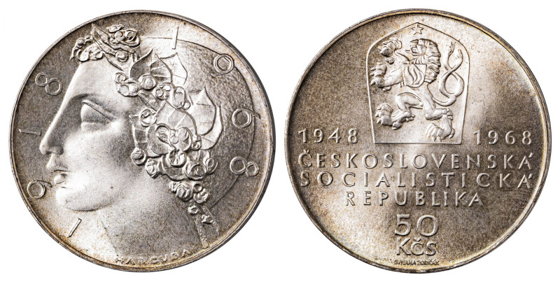 Czech Republic. 50 Korun, 1968, 50 years of Chechoslovakia, 20.12g (KM65).

Lust...