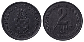 Croatia. Independent State of Croatia, 1941-1945. 2 Kune, 1941, 2.20g (KM2).

Sharp details, attractive patina and lustre. Good extremely fine.