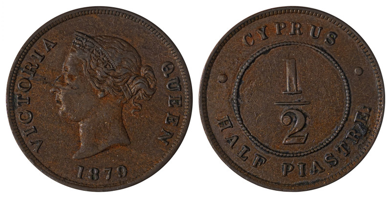 Cyprus. Victoria, 1837-1901. 1/2 Piastre, 1879, Royal mint, 5.79g (KM2; Fitikide...
