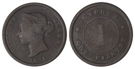 Cyprus. Victoria, 1837-1901. Piastre, 1881H, Ralph Heaton & Sons mint, variety with thin “1” of the date, 10.93g (KM3.1; Fitikides 28). 

Uniform wear...