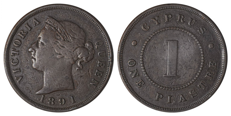Cyprus. Victoria, 1837-1901. Piastre, 1891, Royal mint, 11.70g (KM3.2; Fitikides...