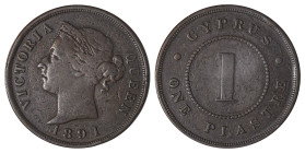 Cyprus. Victoria, 1837-1901. Piastre, 1891, Royal mint, 11.70g (KM3.2; Fitikides 36). 

Brown uniform patina with attractive details. Good fine.