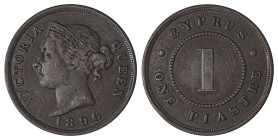 Cyprus. Victoria, 1837-1901. Piastre, 1896, Royal mint, 11.00g (KM3.2; Fitikides 38). 

Attractive details with brown patina. Very fine.