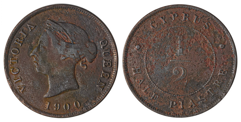 Cyprus. Victoria, 1837-1901. 1/2 Piastre, 1900, Royal mint, 5.85g (KM2; Fitikide...