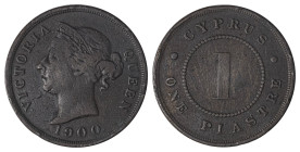 Cyprus. Victoria, 1837-1901. Piastre, 1900, Royal mint, 11.24g (KM3.2; Fitikides 39). 

Dark brown patina, uniform wear and some rubbing on reverse. A...