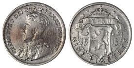Cyprus. George V, 1910-1936. 9 Piastres, 1913, Royal mint, 5.58g (KM13; Fitikides 64).

Attractive details for this key date. Very fine.
