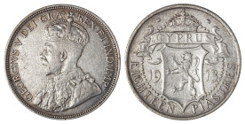 Cyprus. George V, 1910-1936. 18 Piastres, 1913, Royal mint, 11.29g (KM14; Fitikides 67). 

Grey silver patina and strong details for issue, a real rar...