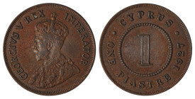 Cyprus. George V, 1910-1936. Piastre, 1927, Royal mint, 11.54g (KM18; Fitikides 59). 

Strong details with chocolate brown patina. Good very fine.