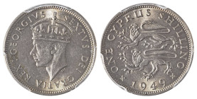 Cyprus. George VI, 1936-1952. Shilling, 1949, Royal mint (KM31; Fitikides 87).

Sharp details with beautiful surfaces and cartwheel lustre. An exquisi...
