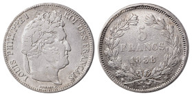 France. Louis Philippe I, 1830-1848. 5 Francs, 1838MA, Marseille mint, 24.67g (KM749.10). 

Uniform wear on both sides, attractive details, cleaned. G...