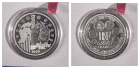 France. Fifth Republic, 1958-. 6,55957 Francs (=1 Euro), 1999, Europa, Monnaie de Paris, 22.20g (KM1255). 

Proof, in its original box with CoA.