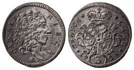 German States. Bavaria, Carl Albrecht, 1726-1745. 3 Kreuzer, 1728, 1.49g (KM400).

Very sharp details, some lustre and silver patina. Extremely fine.