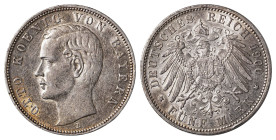 German States. Otto, 1886-1913. 5 Mark, 1900D, 27.71g (KM512).

Very attractive details with much lustre both on obverse and reverse. Extremely fine.