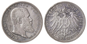 German States. Wurttemberg, Wilhelm II, 1891-1918. 5 Mark, 1904F, 27.75g (KM632).

Sharp details with a lot of lustre especially on the reverse. Goo...