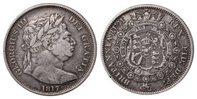 Great Britain. George III, 1760-1820. Halfcrown, 1817, London mint, Large Head variety (“Bull” head), 13.88g (KM667; S-3788). 

Attractive details on ...