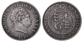 Great Britain. George III, 1760-1820. Halfcrown, 1819, London mint, 13.93g (KM672; S-3789).

Very fine details on both sides and silver patina, mount ...