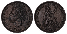 Great Britain. George IV, 1820-1830. 1 Farthing, 1826, 4.91g (KM697)

Chocolate-brown patina with some black spots on the obverse. Very fine.
