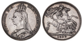 Great Britain. Victoria, 1837-1901. Crown, 1890, London mint, 28.24g (KM765; S-3921; Dav. 107).

Grey-silver patina, attractive details, slightly clea...