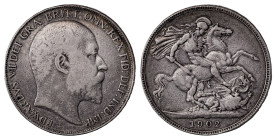 Great Britain. Edward VII, 1901-1910. Crown, 1902, London mint, 28.08g (KM803; S-3978; Dav. 109). 

Attractive silver patina, good details for issue, ...