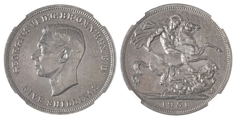 Great Britain. George VI, 1936-1952. Crown (5 Shillings), 1951, Royal mint (KM88...