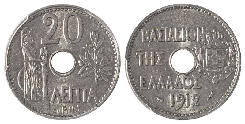 Greece. King George I, 1863-1913. 20 Lepta, 1912, Paris mint (KM64; Divo 58).

F...
