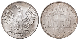 Greece. King Constantine II, 1964-1973. 100 Drachmai, ND (1970), Kremnitz mint, 25.00g (KM95). 

Very strong details with much lustre on obverse. Abou...