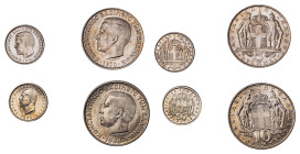 Greece. King Constantine II, 1964-1973. Lot with 4 coins comprising of: 10 Drachmai 1968 (KM96; Divo 125), 5 Drachmai 1970 (KM91; Divo 126), 50 Lepta ...