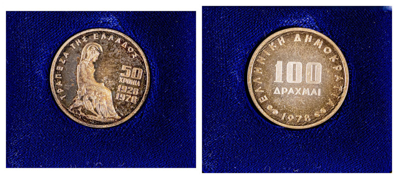 Greece. Third Republic, 1974-. AR Proof 100 Drachmai, 1978, 13.09g (KM121). 

Wo...