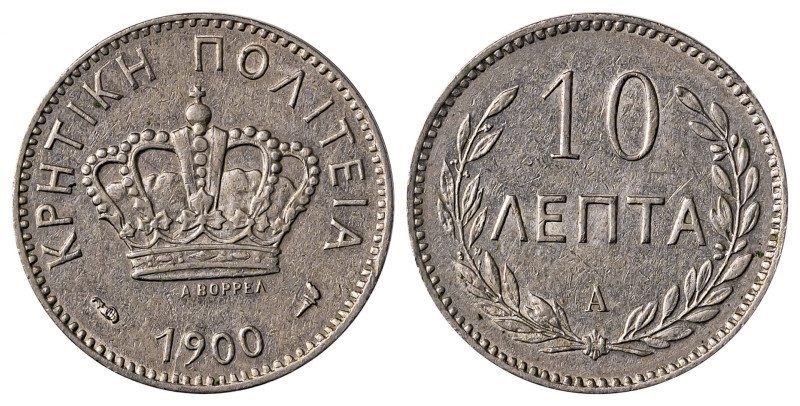 Greece, Crete. Prince George, 1898-1906. 10 Lepta, 1900A, Paris mint, 3.00g (KM4...